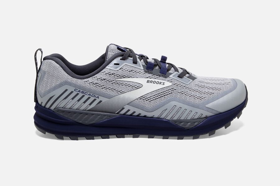 Mens Brooks Cascadia 15 Trail Shoes Ebony/Silver/Deep Cobalt | Shoes 4907-YUAVG